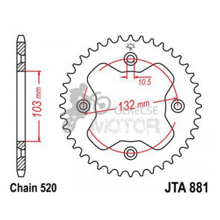 Hátsó lánckerék Aluminium JTA881