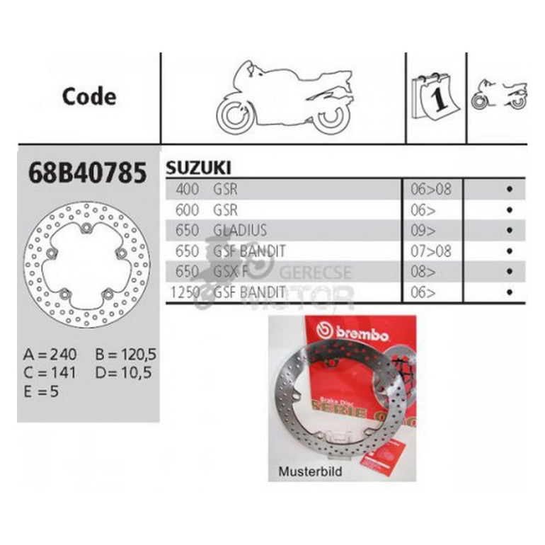 Hátsó féktárcsa Brembo 68B40785