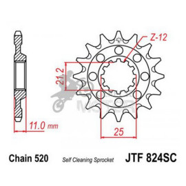 Lánckerék első könnyített JTF824SC