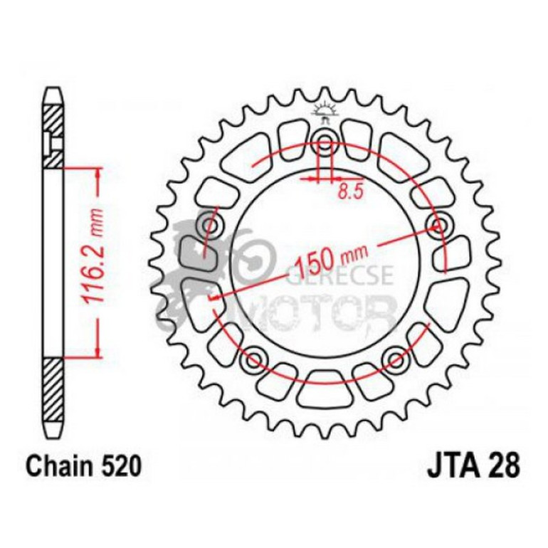Hátsó lánckerék Aluminium JTA028