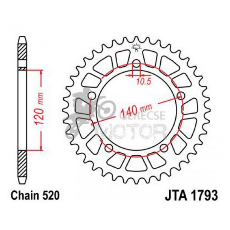 Hátsó lánckerék Aluminium JTA1793