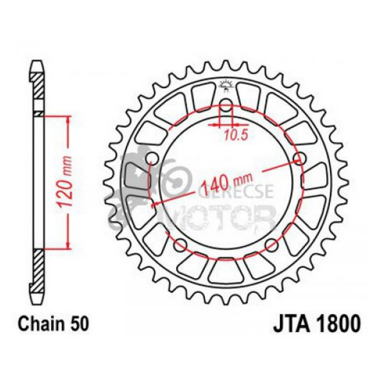 Hátsó lánckerék Aluminium JTA1800