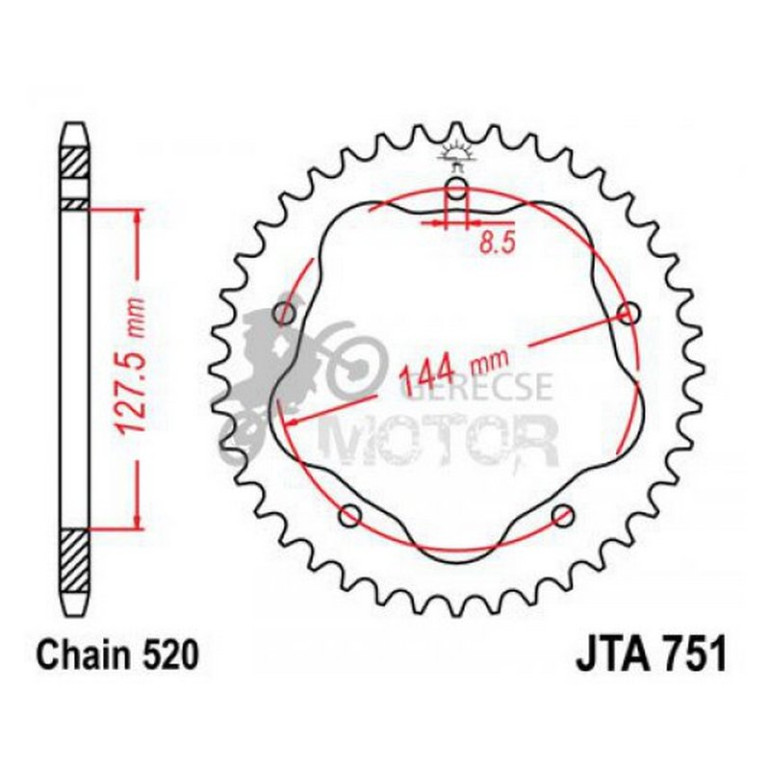 Hátsó lánckerék Aluminium JTA751