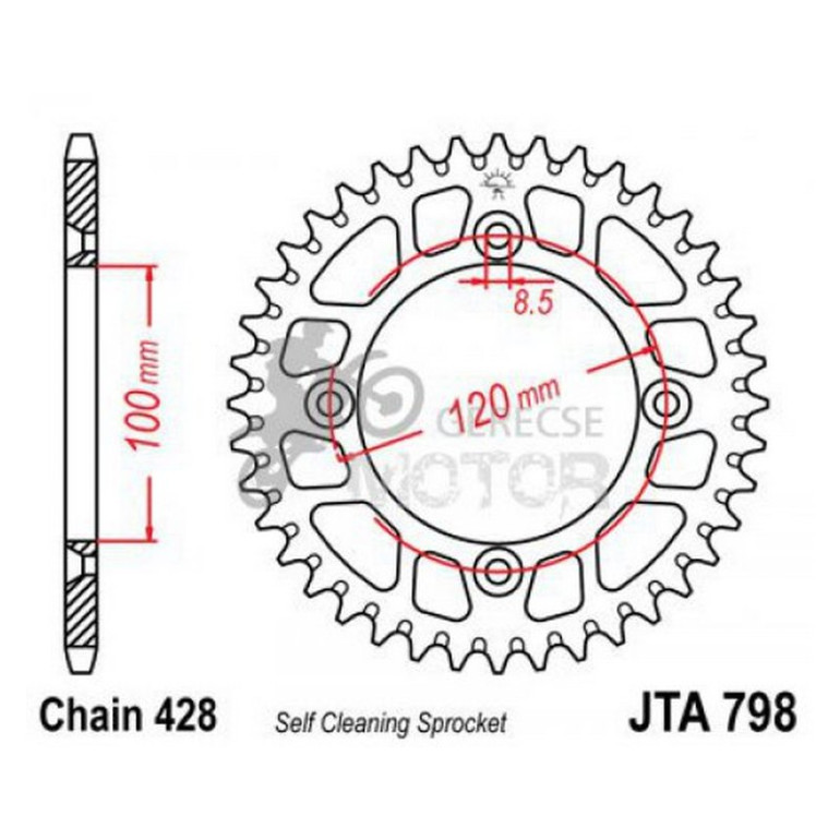 Hátsó lánckerék Aluminium JTA798