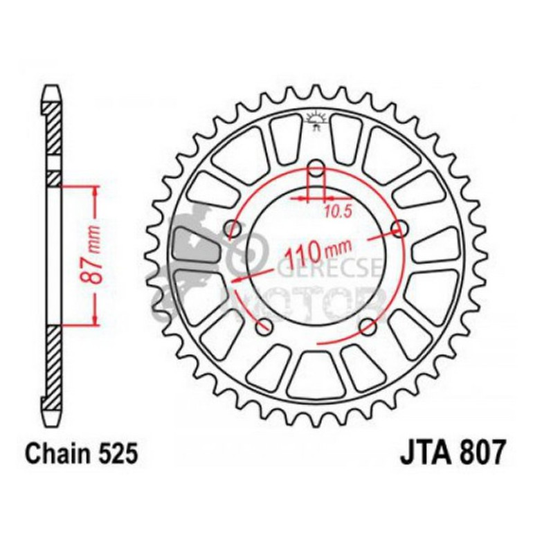 Hátsó lánckerék Aluminium JTA807