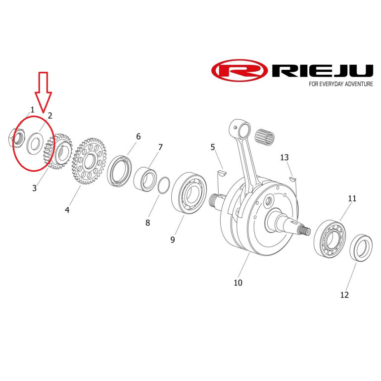 Alátét főtengely jobbold. MR 300i