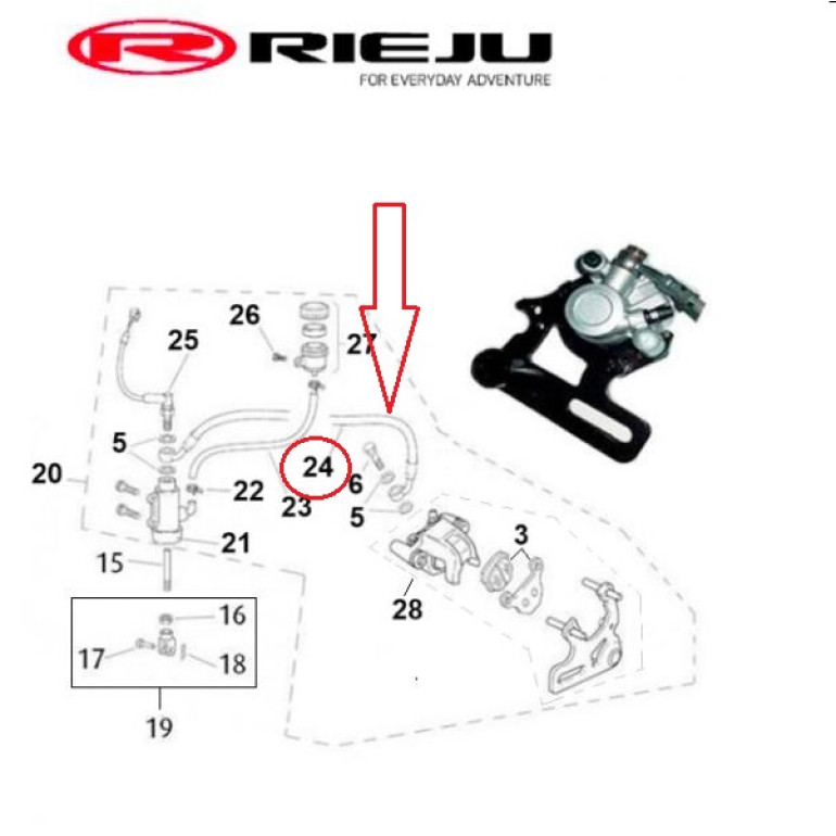 Hátsó fékcső MRT 50, Marathon 125
