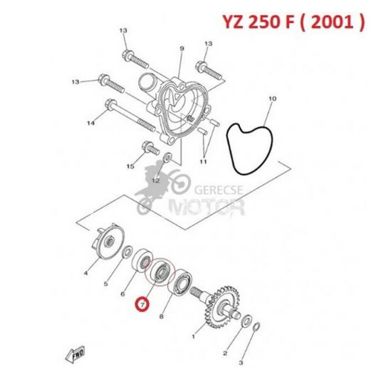 Szimering Vízpumpa Belső Yamaha 12x22x5