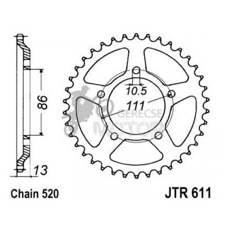 Hátsó lánckerék JTR611