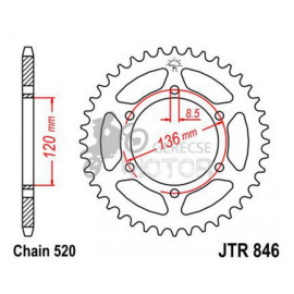 Hátsó lánckerék JTR846