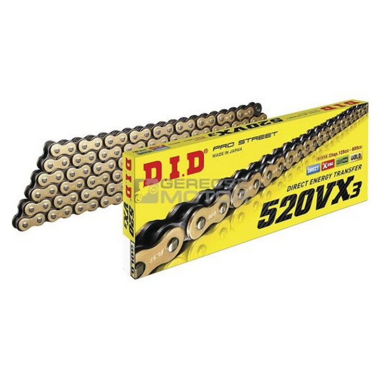 Lánc X gyűrűs DID 520 VX3 Arany